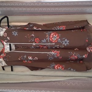 NWOT xhilaration brown floral tank top sz M